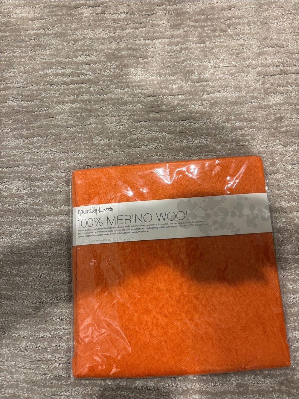 Orange Marino wool scarf.